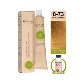 Renna 8-73 Açık Karamel Amonyaksız Bitkisel Yıpranmış Saçlar İçin 60 ml Saç Boyası