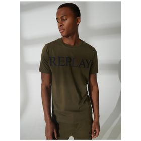 Replay M647500022980P Bisiklet Yaka Düz Yeşil Erkek T-Shirt