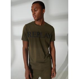 Replay M647500022980P Bisiklet Yaka Düz Yeşil Erkek T-Shirt