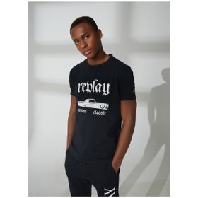 Replay M648000022662G Bisiklet Yaka Düz Siyah Erkek T-Shirt