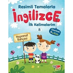 Resimli Temalarla İngilizce İlk Kelimelerim 8 - Hayvanat Bahçesi - Dikkat Atölyesi Yayınları
