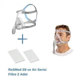 Resmed Quattro Air Tam Yüz CPAP Maskesi + S9 ve Air Serisi Filtre 2’li Paket