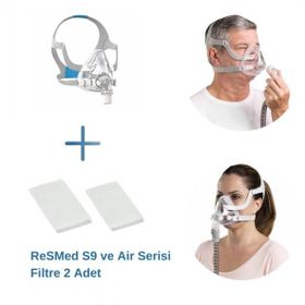 Resmed S9 ve Air Serisi Filtre 2’li Paket + AirFit F20 Tam Yüz CPAP Maskesi