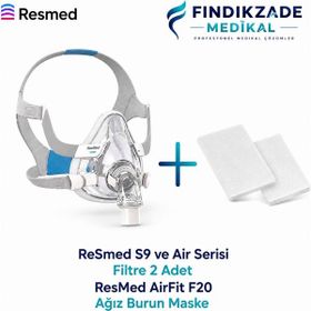 Resmed S9 ve Air Serisi Filtre 2’li Paket + AirFit F20 Tam Yüz CPAP Maskesi
