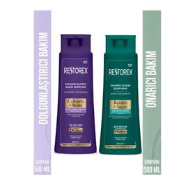 Restorex Keratin Argan Collagen Biotin 2x500 ml Dolgunlaştırıcı ve Onarıcı Şampuan Seti