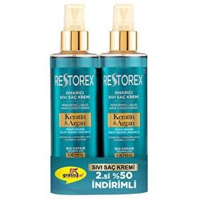 Restorex Keratin Argan Onarıcı 2x200 ml Sıvı Saç Bakım Kremi