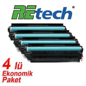Retech HP Color Laserjet Pro CP1215 4 Renk Renkli 4 Lü Ekonomik Paket Toner Muadil Yazıcı Kartuş