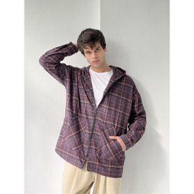 Retrobird ONL2011097 Kapüşonlu Oversize Fermuarlı Gömlek Mürdüm Erkek Ceket