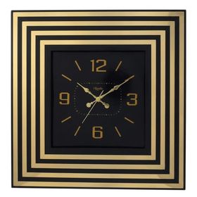 Revello 49x49 cm Dekoratif Kare Siyah Duvar Saati