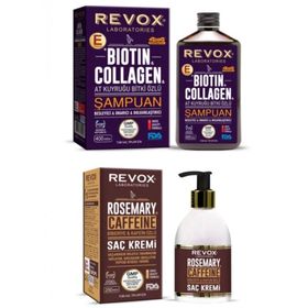 Revox Biotin ve Kolajen E Vitamini Destekli 400 ml Şampuan+250 ml Biberiye ve Kafein Özlü Saç Kremi Seti