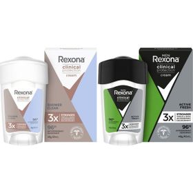 Rexona 45ml Clinical Protection Shower Clean Kadın Stick Deodorant + Rexona Men 45ml Clinical Protection Active Fresh Stick Deodorant