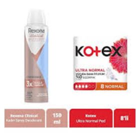 Rexona Deodorant 150 ml ve Kotex Ped 7 Adet Seti
