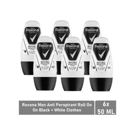 Rexona Invisible Black+White 6x50 ml Erkek Roll On Deodorant