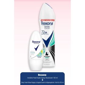 Rexona Invisible Fresh 150 ml Kadın Sprey Deodorant + Mavi Gelincik Elma 50 ml Roll-On
