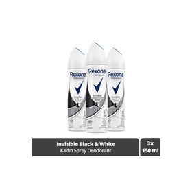 Rexona Invisible On Black & White Clothes 3x150 ml Kadın Sprey Deodorant