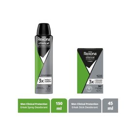 Rexona Men Clinical Protection Active Fresh Men 45 ml Stick Deodorant ve Clinical Protection 150 ml Erkek Sprey Deodorant