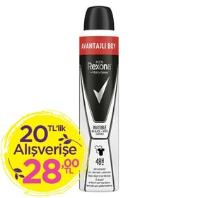 Rexona Men Invisible Black and White 200 ml Erkek Sprey Deodorant