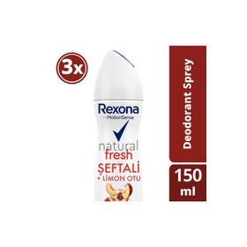 Rexona Natural Fresh Şeftali ve Limon Otu 3x150 ml Kadın Deodorant