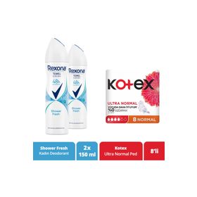 Rexona Shower Fresh 150 ml Kadın Deodorant + Kotex Normal 8'li Ped Set