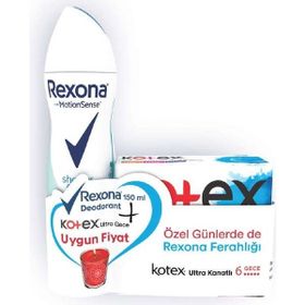 Rexona Shower Fresh 150 ml Kadın Deodorant + Kotex Ultra Kanatlı Gece 6'lı Ped