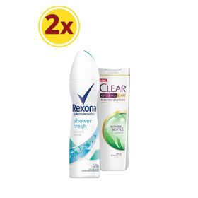 Rexona Shower Fresh 150 ml Kadın Sprey Deodorant + 4x180 ml Clear Şampuan