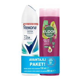 Rexona Shower Fresh 150 ml Sprey Deodorant + Elidor Avokado Üzüm Çekirdeği 200 ml Şampuan