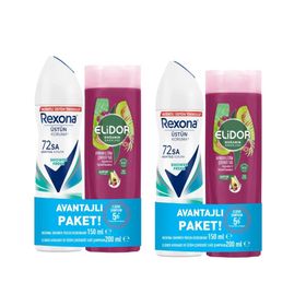 Rexona Shower Fresh 2x150 ml Sprey Deodorant + Elidor Avokado Üzüm Çekirdeği 2x200 ml Şampuan