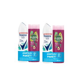 Rexona Shower Fresh 2x150 ml Sprey Deodorant + Elidor Avokado Üzüm Çekirdeği 2x200 ml Şampuan