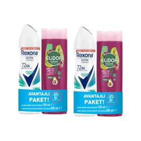 Rexona Shower Fresh 2x150 ml Sprey Deodorant + Elidor Avokado Üzüm Çekirdeği 2x200 ml Şampuan