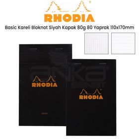 Rhodia Basic Kareli Siyah Kapak 80 gr 80 Yaprak 110x170 mm Bloknot