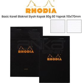 Rhodia Basic Kareli Siyah Kapak 80 gr 80 Yaprak 110x170 mm Bloknot