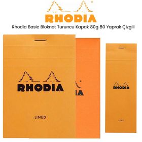 Rhodia Basic Turuncu Kapak 80 gr 80 Yaprak Çizgili Bloknot