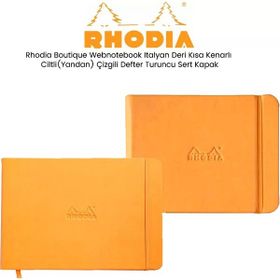 Rhodia Boutique Webnotebook İtalyan Deri Kısa Kenarlı Ciltli Turuncu Sert Kapak Çizgili Defter