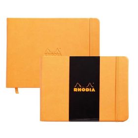 Rhodia Boutique Webnotebook Italyan Deri Kısa Kenarlı Ciltli Yandan Turuncu Sert Kapak Çizgisiz Defter