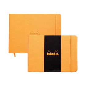 Rhodia Boutique Webnotebook Italyan Deri Kısa Kenarlı Ciltli Yandan Turuncu Sert Kapak Çizgisiz Defter