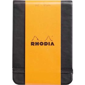 Rhodia Boutique Webnotebook İtalyan Deri Kısa Kenarlı Siyah Sert Kapak Ciltli Çizgili Defter