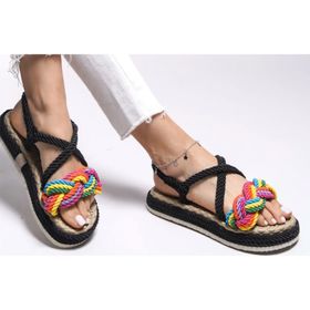 Riccon 0012104 Jessinalyn Siyah Gökkuşağı Kadın Sandalet