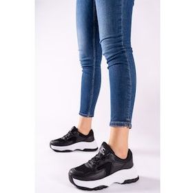 Riccon 0012140 Siyah Beyaz Kadın Sneaker