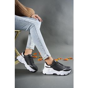 Riccon 0012146 Siyah Beyaz Kadın Sneaker