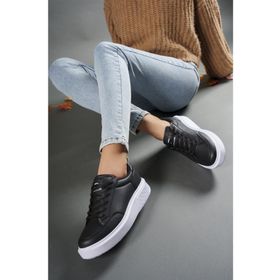 Riccon 0012148 Siyah Beyaz Kadın Sneaker Ayakkabı