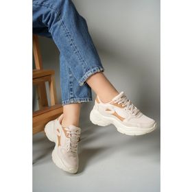 Riccon 0012152 Ekru Taba Kadın Sneaker Ayakkabı