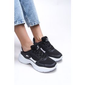 Riccon 0012152 Siyah Beyaz Kadın Sneaker Ayakkabı