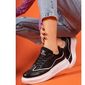 Riccon 0012153 Siyah Beyaz Kadın Sneaker