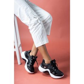 Riccon 0012601 Meshronei Siyah Beyaz Kadın Sneaker