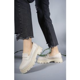 Riccon 0012920 Bej Kadın Loafer Ayakkabı