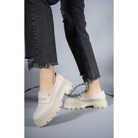 Riccon 0012920 Bej Kadın Loafer Ayakkabı