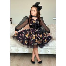 Riccotarz Black Flowers Tütülü Kız Çocuk Elbise