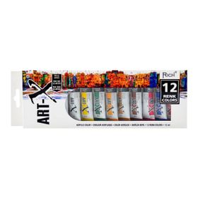 Rich Art-X 12 ml 12 Renk Tüp Akrilik Boya