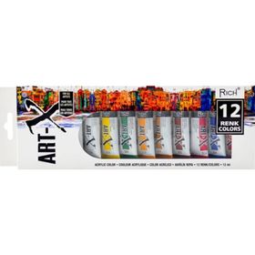 Rich Art-X 12 ml 12 Renk Tüp Akrilik Boya