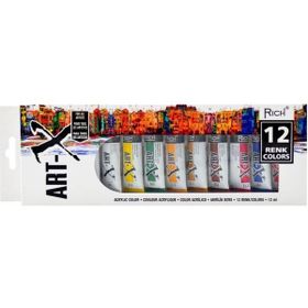 Rich Art-X 12 ml 12 Renk Tüp Akrilik Boya